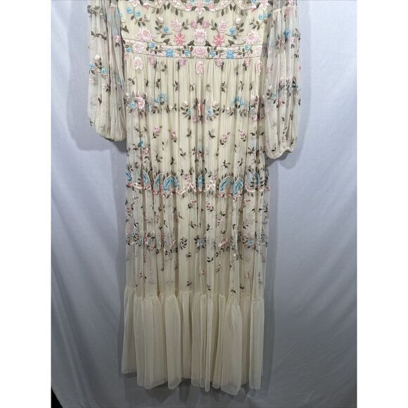 NEW Mac Duggal [‎ 10 ] 35111 Floral Embroidered Blouson Sleeve Gown Ivory Long - Picture 12 of 16